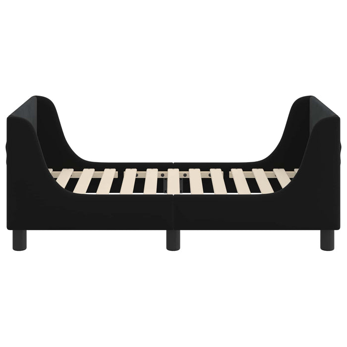 Cadru de pat pentru copii cu spătar Negru 70 x 140 cm Catifea - WALTI WALTI