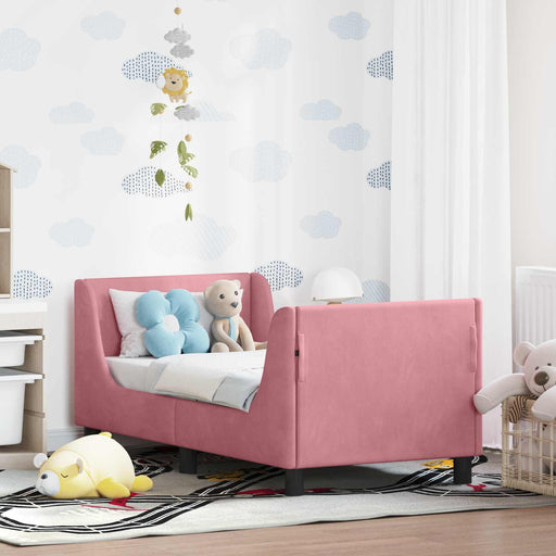 Cadru de pat pentru copii cu spătar Roz 70 x 140 cm Catifea - WALTI WALTI