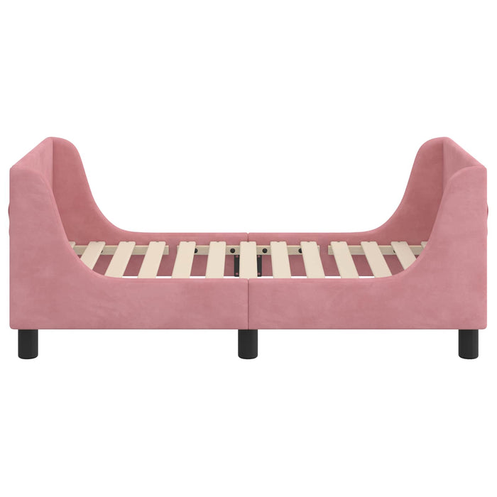 Cadru de pat pentru copii cu spătar Roz 70 x 140 cm Catifea - WALTI WALTI