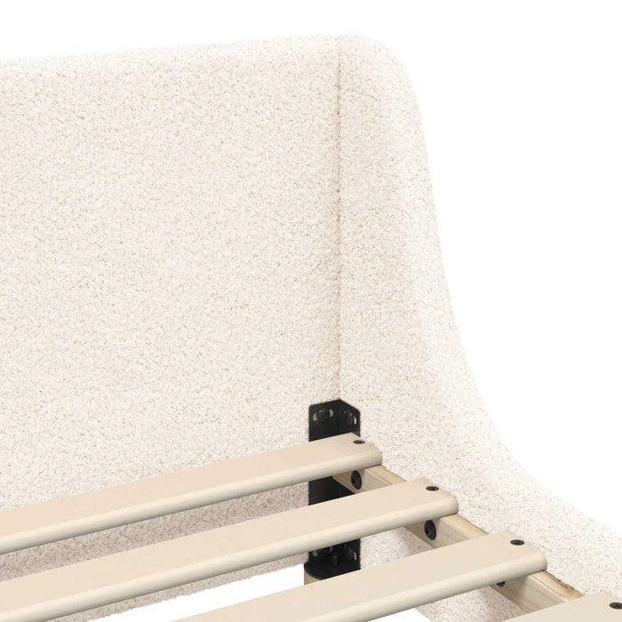 Cadru de pat pentru copii cu spătar Crem 80 x 160 cm Bouclé WALTI