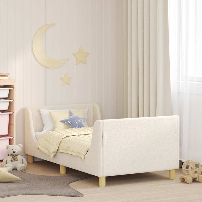 Cadru de pat pentru copii cu spătar Crem 80 x 160 cm Bouclé WALTI