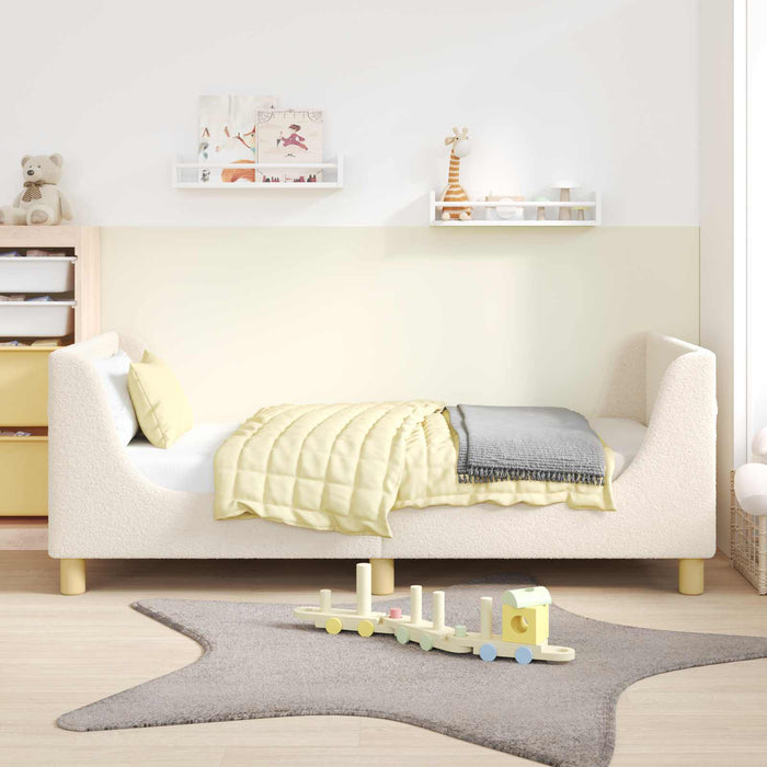 Cadru de pat pentru copii cu spătar Crem 80 x 160 cm Bouclé WALTI