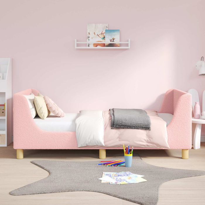 Cadru de pat pentru copii cu spătar Roz 80 x 160 cm Bouclé WALTI