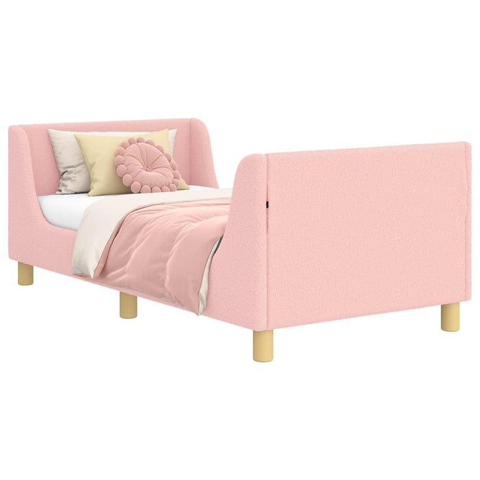 Cadru de pat pentru copii cu spătar Roz 80 x 160 cm Bouclé WALTI