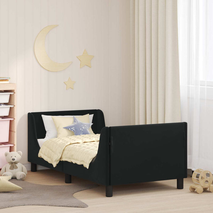 Cadru de pat pentru copii cu spătar Negru 80 x 160 cm Catifea - WALTI WALTI