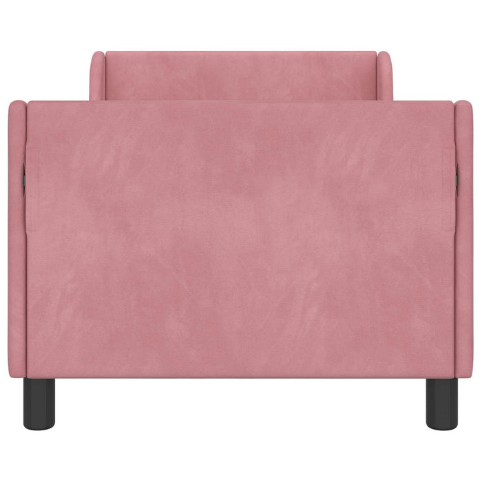 Cadru de pat pentru copii cu spătar Roz 80 x 160 cm Catifea WALTI