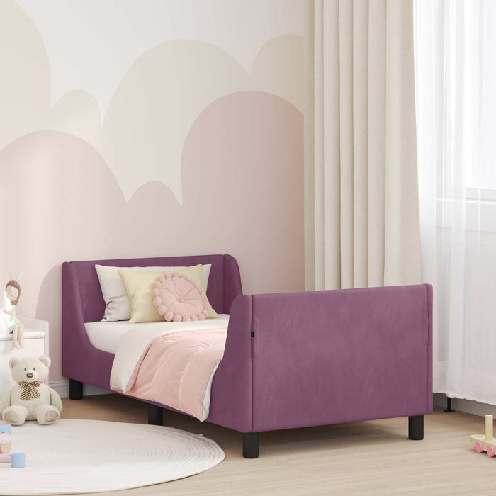 Cadru de pat pentru copii cu spătar Violet 80 x 160 cm Catifea - WALTI WALTI