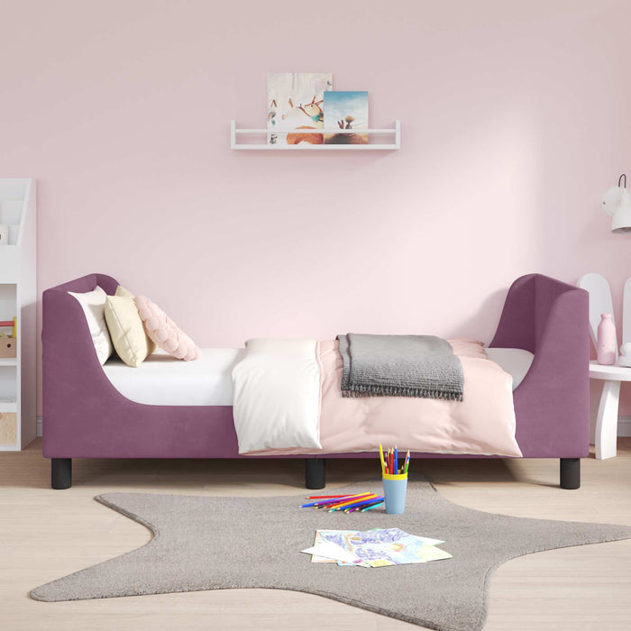 Cadru de pat pentru copii cu spătar Violet 80 x 160 cm Catifea - WALTI WALTI