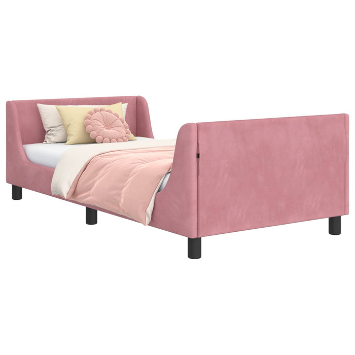 Cadru de pat pentru copii cu spătar Roz 80 x 200 cm Catifea - WALTI WALTI