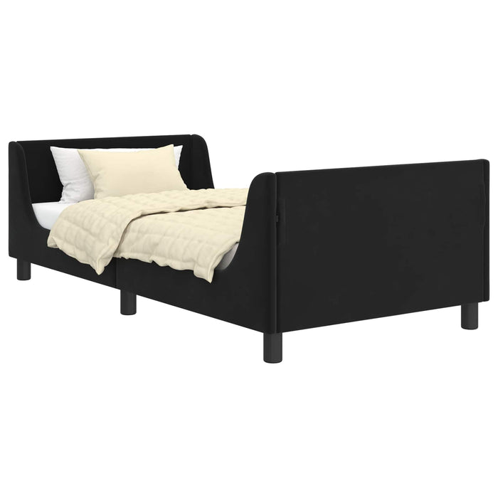 Cadru de pat pentru copii cu spătar Negru 90 x 190 cm Catifea - WALTI WALTI