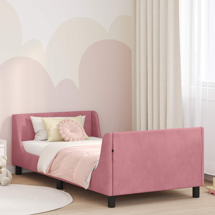 Cadru de pat pentru copii cu spătar Roz 90 x 190 cm Catifea - WALTI WALTI