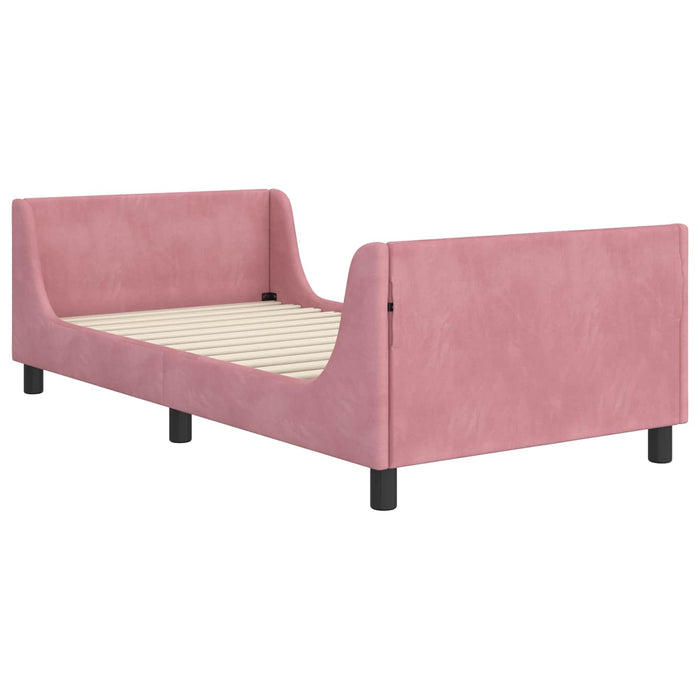 Cadru de pat pentru copii cu spătar Roz 90 x 200 cm Catifea - WALTI WALTI