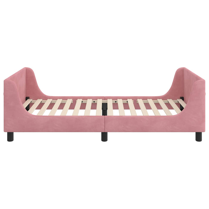 Cadru de pat pentru copii cu spătar Roz 90 x 200 cm Catifea - WALTI WALTI