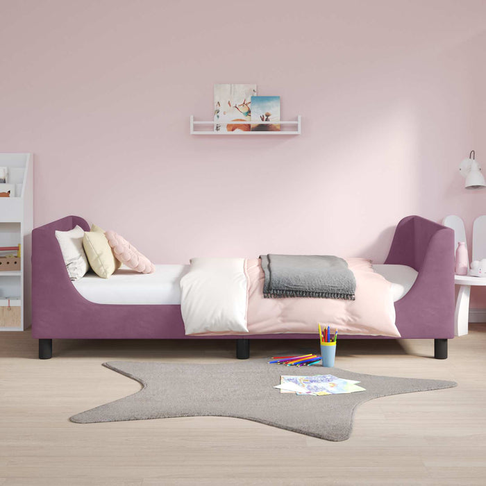 Cadru de pat pentru copii cu spătar Violet 90 x 200 cm Catifea WALTI