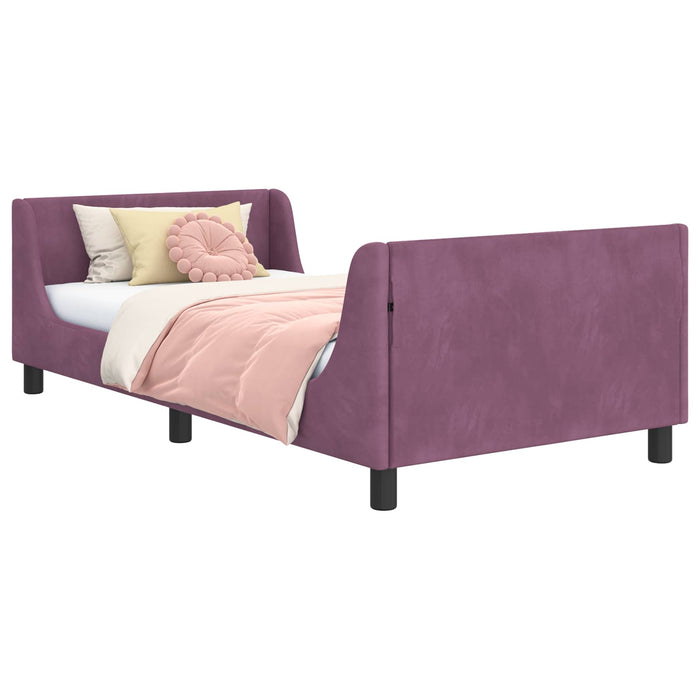 Cadru de pat pentru copii cu spătar Violet 90 x 200 cm Catifea WALTI