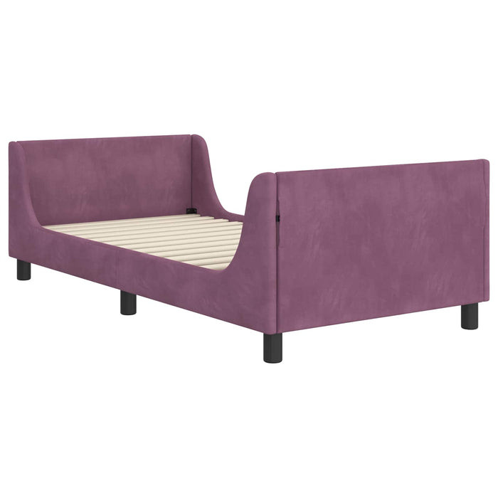 Cadru de pat pentru copii cu spătar Violet 90 x 200 cm Catifea WALTI
