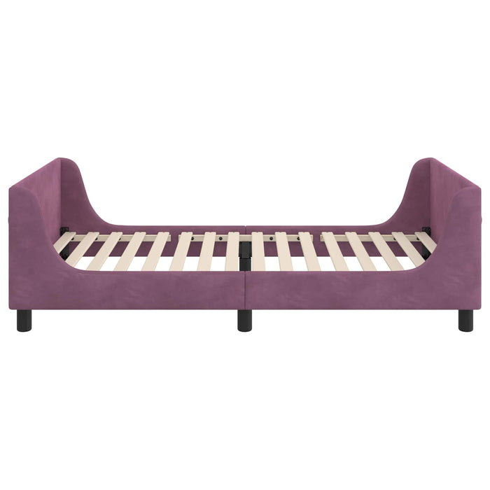 Cadru de pat pentru copii cu spătar Violet 90 x 200 cm Catifea WALTI