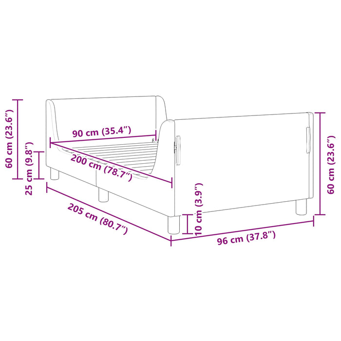 Cadru de pat pentru copii cu spătar Verde Mării 90 x 200 cm - WALTI WALTI
