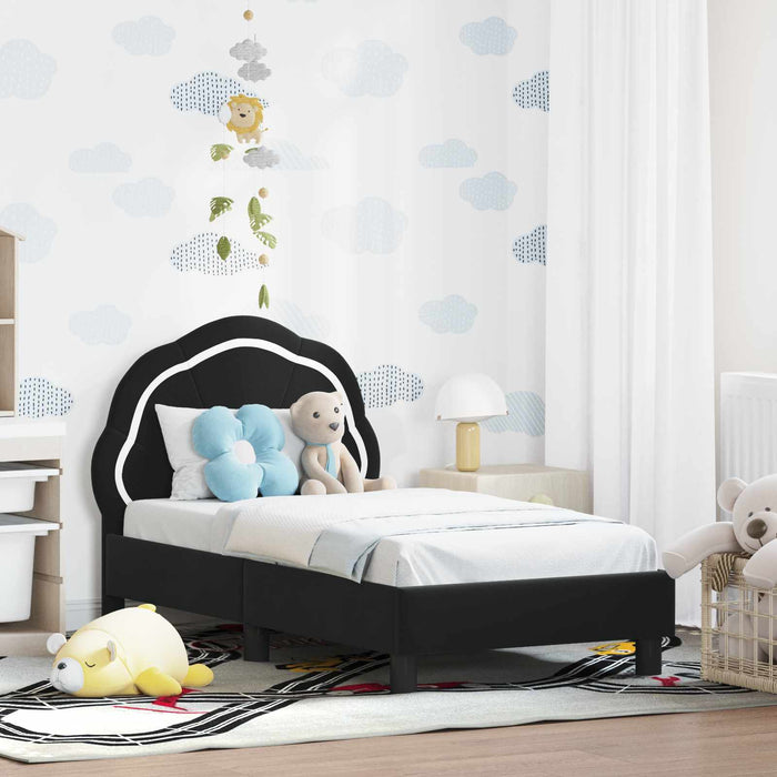 Cadru de pat pentru copii cu spătar Negru 70 x 140 cm Catifea - WALTI WALTI