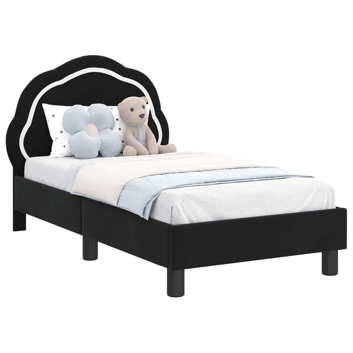 Cadru de pat pentru copii cu spătar Negru 70 x 140 cm Catifea - WALTI WALTI