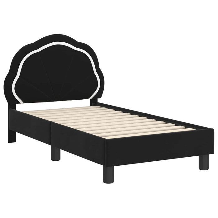 Cadru de pat pentru copii cu spătar Negru 70 x 140 cm Catifea - WALTI WALTI