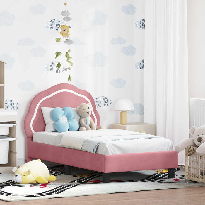 Cadru de pat pentru copii cu spătar Roz 70 x 140 cm Catifea - WALTI WALTI