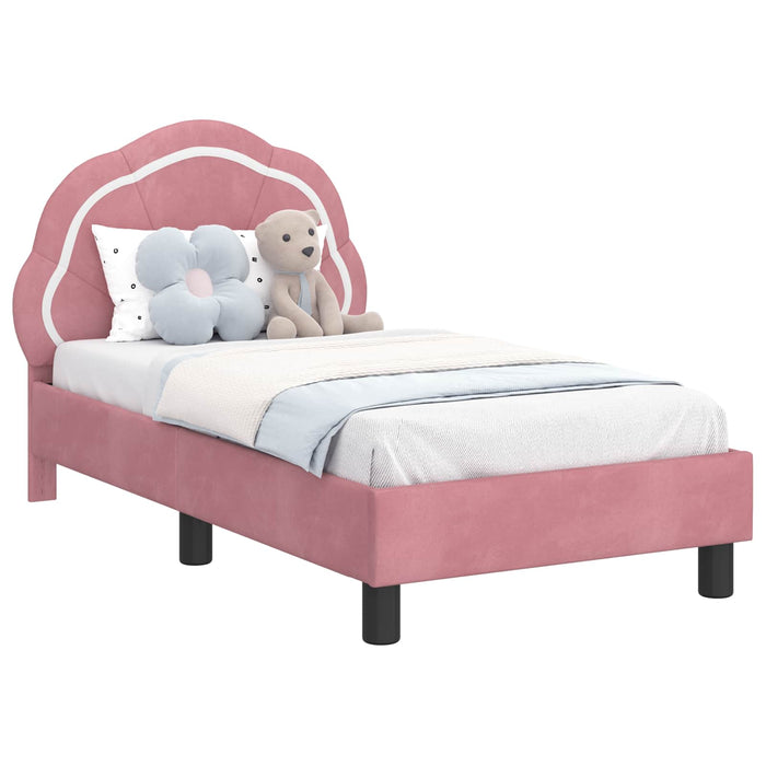Cadru de pat pentru copii cu spătar Roz 70 x 140 cm Catifea - WALTI WALTI