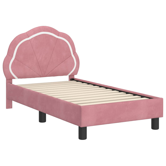 Cadru de pat pentru copii cu spătar Roz 70 x 140 cm Catifea - WALTI WALTI