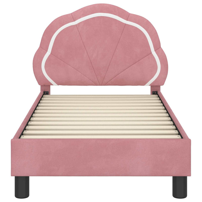 Cadru de pat pentru copii cu spătar Roz 70 x 140 cm Catifea - WALTI WALTI