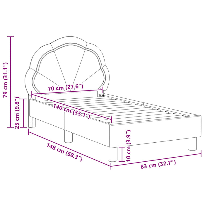 Cadru de pat pentru copii cu spătar Roz 70 x 140 cm Catifea - WALTI WALTI