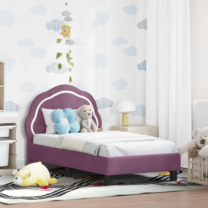 Cadru de pat pentru copii cu spătar Violet 70 x 140 cm Catifea - WALTI WALTI