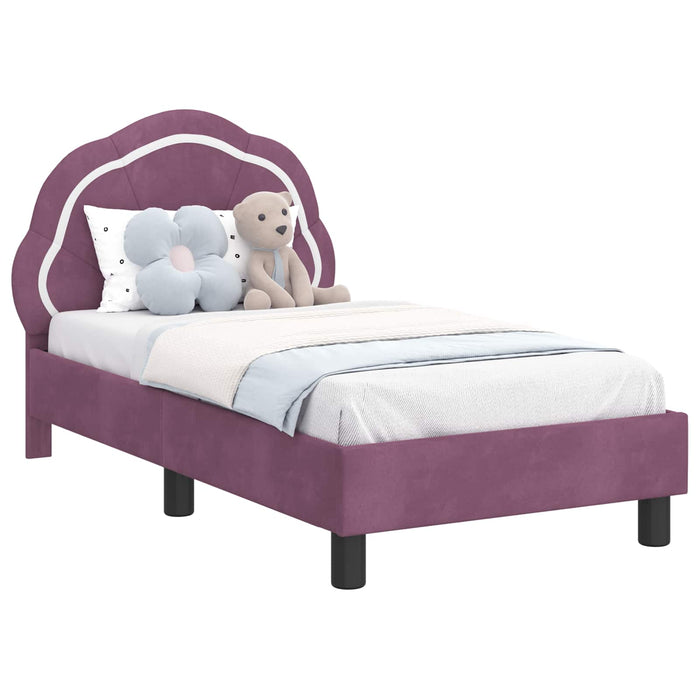 Cadru de pat pentru copii cu spătar Violet 70 x 140 cm Catifea - WALTI WALTI