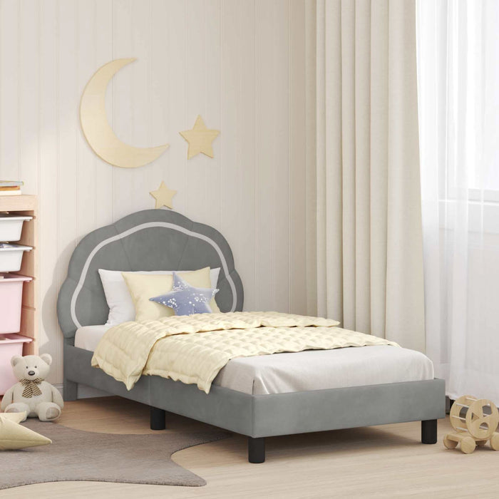 Cadru de pat pentru copii cu spătar Gri deschis 80 x 160 cm - WALTI WALTI