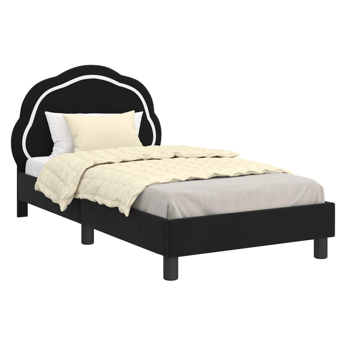 Cadru de pat pentru copii cu spătar Negru 80 x 160 cm Catifea - WALTI WALTI