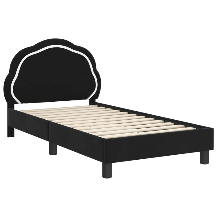 Cadru de pat pentru copii cu spătar Negru 80 x 160 cm Catifea - WALTI WALTI