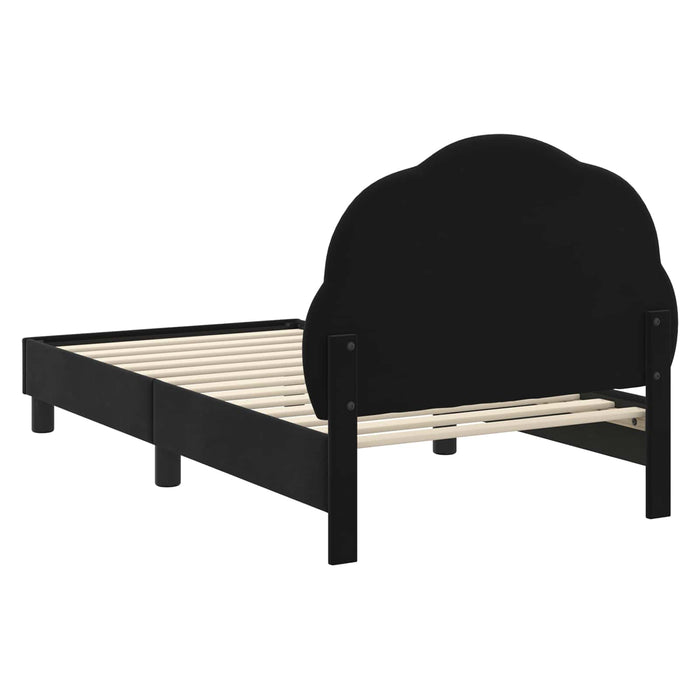 Cadru de pat pentru copii cu spătar Negru 80 x 160 cm Catifea - WALTI WALTI