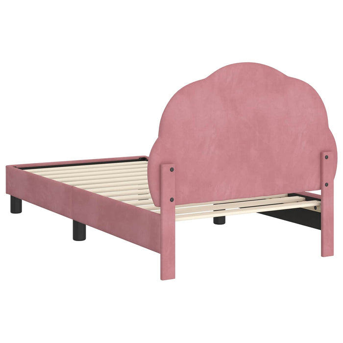 Cadru de pat pentru copii cu spătar Roz 80 x 160 cm Catifea WALTI