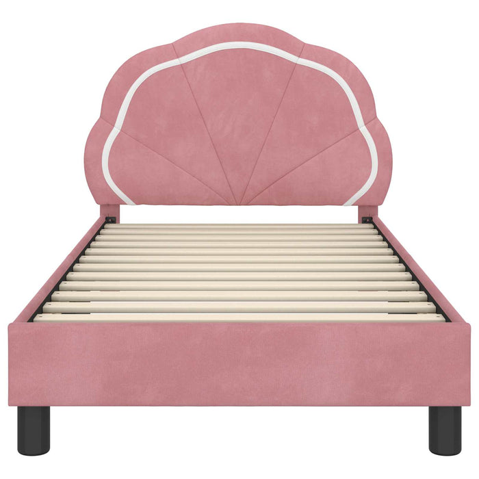 Cadru de pat pentru copii cu spătar Roz 80 x 160 cm Catifea WALTI