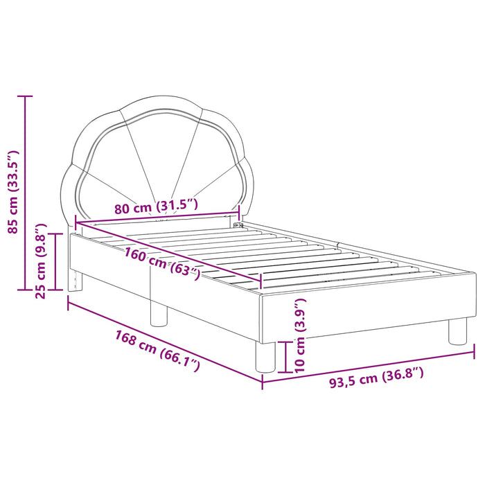 Cadru de pat pentru copii cu spătar Roz 80 x 160 cm Catifea WALTI