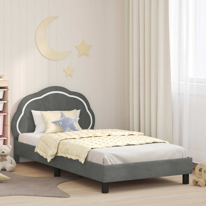 Cadru de pat pentru copii cu spătar Gri închis 90 x 190 cm - WALTI WALTI