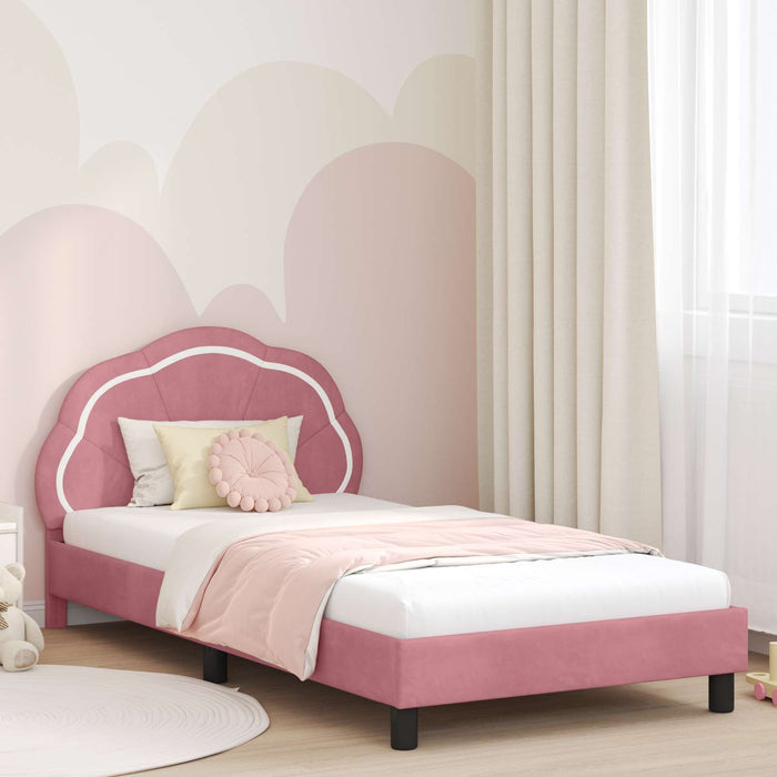 Cadru de pat pentru copii cu spătar Roz 90 x 190 cm Catifea - WALTI WALTI