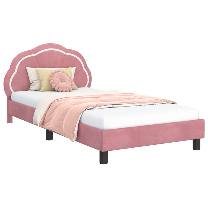 Cadru de pat pentru copii cu spătar Roz 90 x 190 cm Catifea - WALTI WALTI