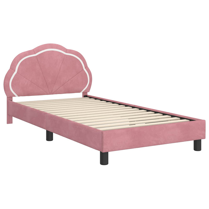 Cadru de pat pentru copii cu spătar Roz 90 x 190 cm Catifea - WALTI WALTI
