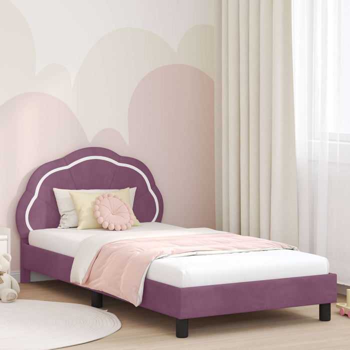 Cadru de pat pentru copii cu spătar Violet 90 x 190 cm Catifea - WALTI WALTI