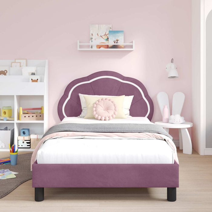 Cadru de pat pentru copii cu spătar Violet 90 x 190 cm Catifea - WALTI WALTI