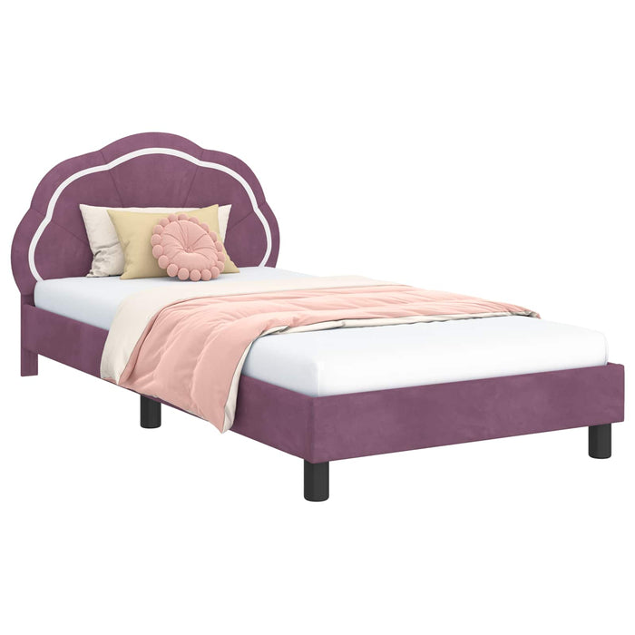 Cadru de pat pentru copii cu spătar Violet 90 x 190 cm Catifea - WALTI WALTI