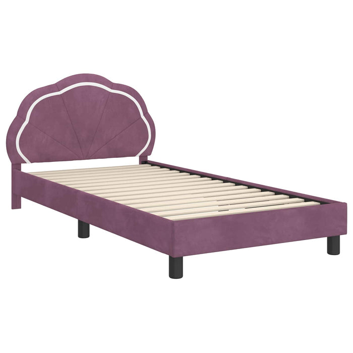 Cadru de pat pentru copii cu spătar Violet 90 x 190 cm Catifea - WALTI WALTI
