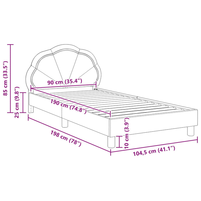 Cadru de pat pentru copii cu spătar Violet 90 x 190 cm Catifea - WALTI WALTI