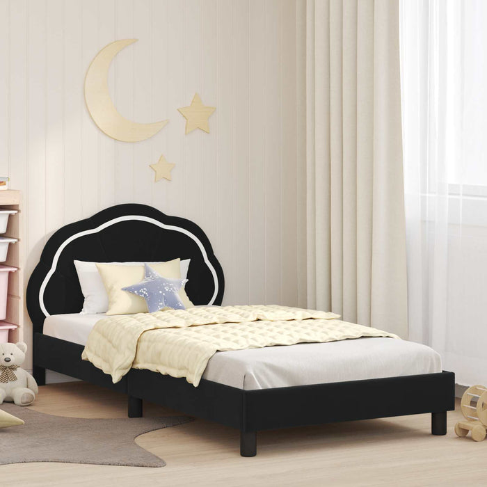 Cadru de pat pentru copii cu spătar Negru 90 x 200 cm Catifea - WALTI WALTI