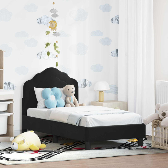 Cadru de pat pentru copii cu spătar Negru 70 x 140 cm Catifea - WALTI WALTI